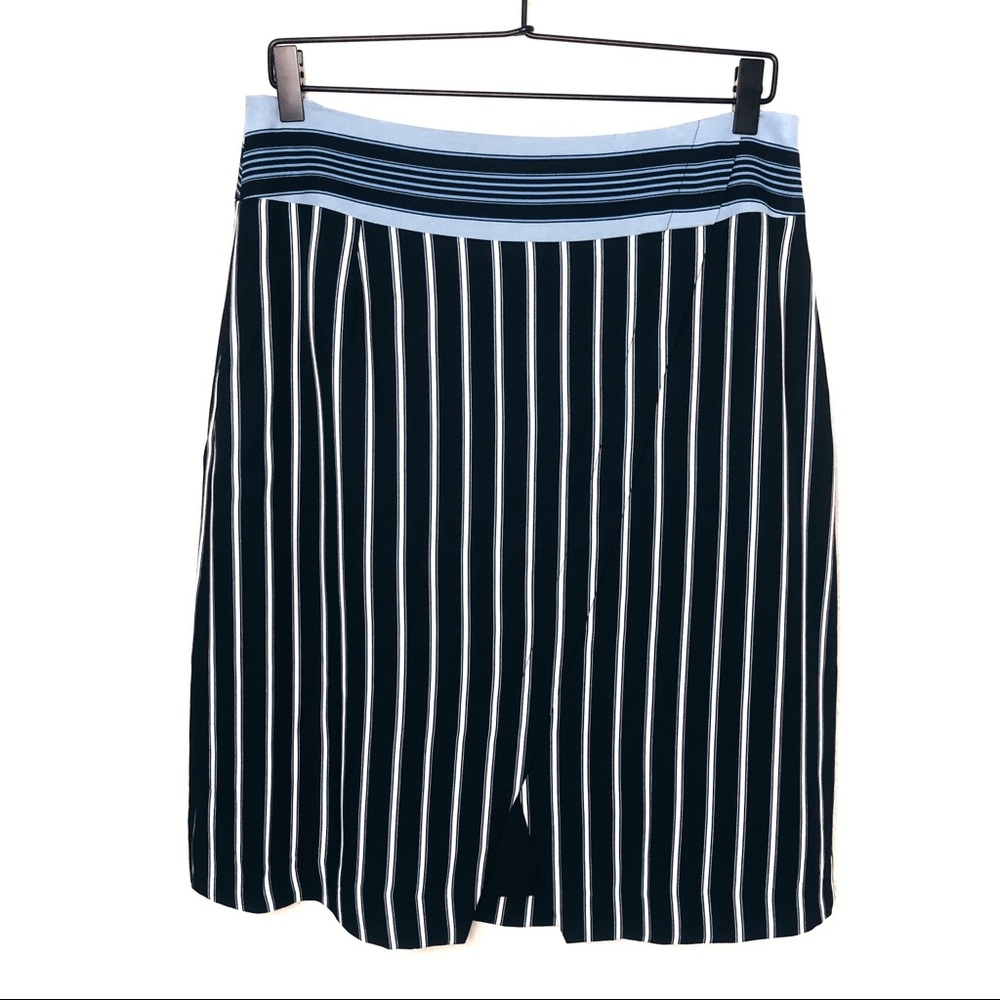 NWT Loft Black White Stripe Wrap Pencil Skirt 8